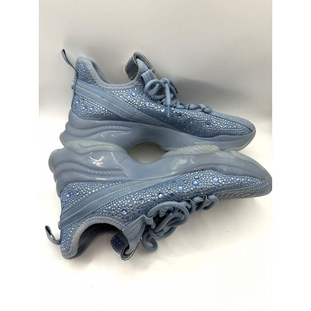Steve Madden Maxima Blue Rhinestone Knit Sneakers Women’s 8.5 Chunky Trainer - Picture 6 of 11